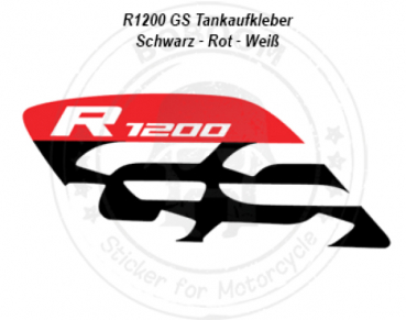 R1200 GS Tank Aufkleber Schwarz Rot für die BMW R1200GS - LC
