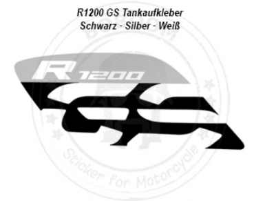 R1200 GS Tank Aufkleber Schwarz Grau für die BMW R1200GS - LC
