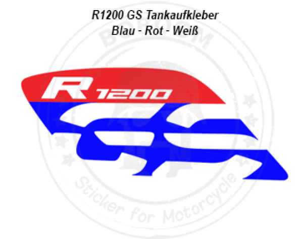 R1200 GS Tank Aufkleber HP Farben Blau Rot Weiß für die BMW R1200GS - LC