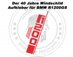 Der 40 Jahre GS Dekor Aufkleber für die BMW das Windschild R1200GS